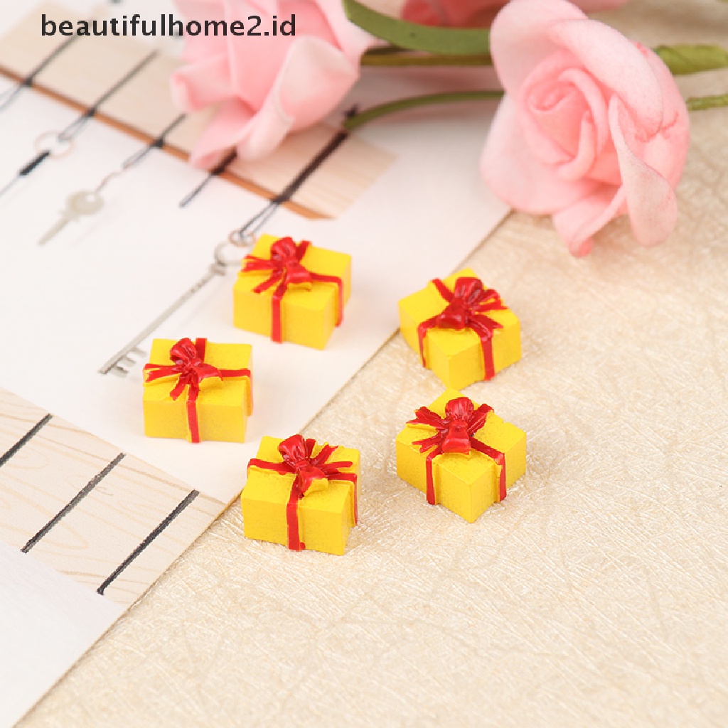 (beautifulhome2.id) 5pcs / Set Mainan Miniatur Kotak Hadiah Skala 1: 12 Untuk Dekorasi Rumah Boneka