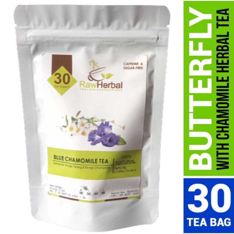 Blue Chamomile Tea : Bunga Chamomile &amp; Bunga Telang Isi 30 Tea Bag