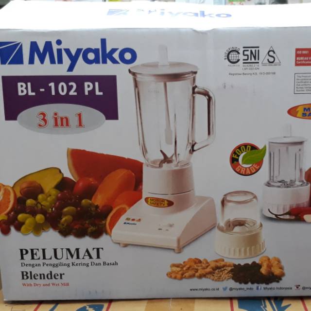 MIYAKO BL-102 PL / BLENDER MIYAKO PLASTIK 1L BL-102PL 3IN1 PLASTIK BL102PL