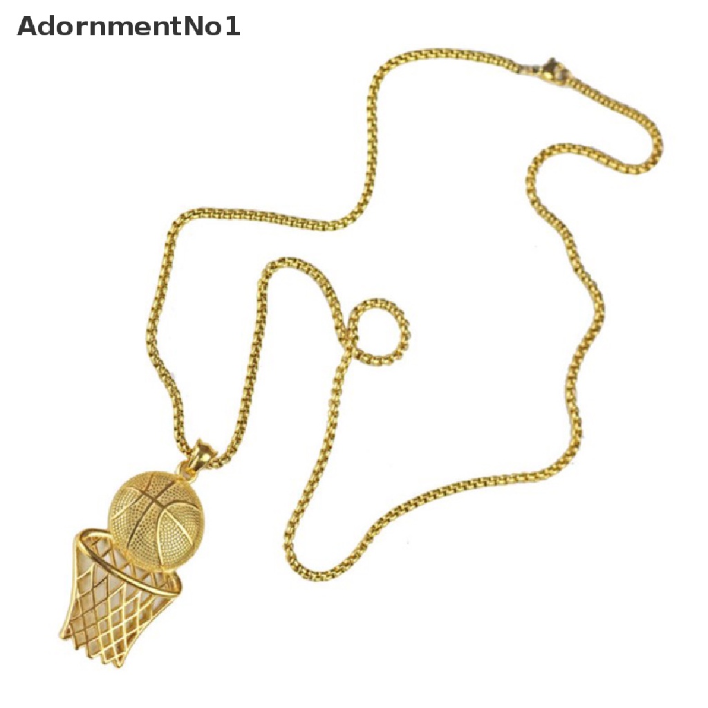 (AdornmentNo1) Kalung Rantai Dengan Liontin Ring Basket Gaya Hip Hop Untuk Wanita