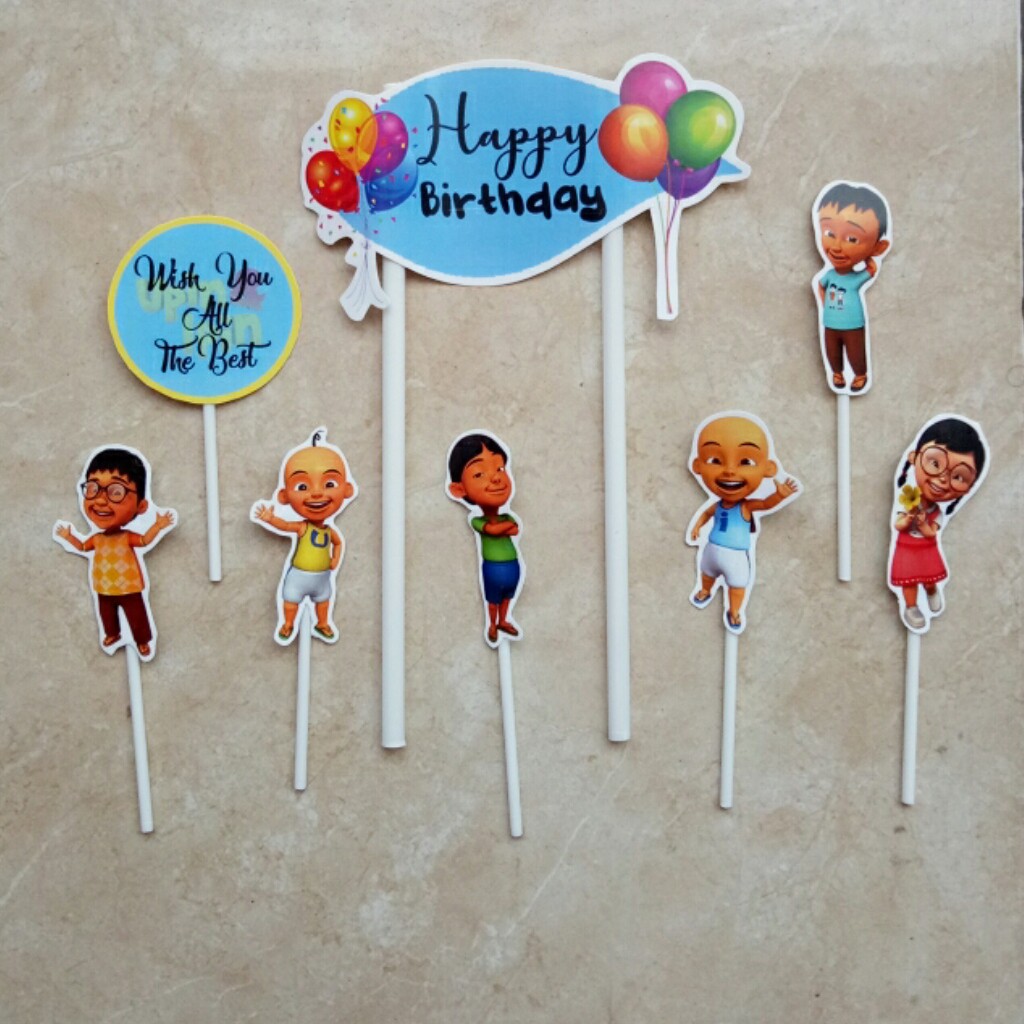 hiasan kue topper toper cake ulang tahun happy birthday karakter UPIN IPIN upin ipin