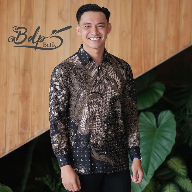 Kemeja Batik Pria Modern Lengan Panjang Casual Modis Slim Fit Trendy Masa Kini OL 162