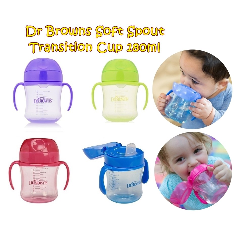 DR BROWN SOFT SPOUT TRANSITION CUP ASSORTED 180ML