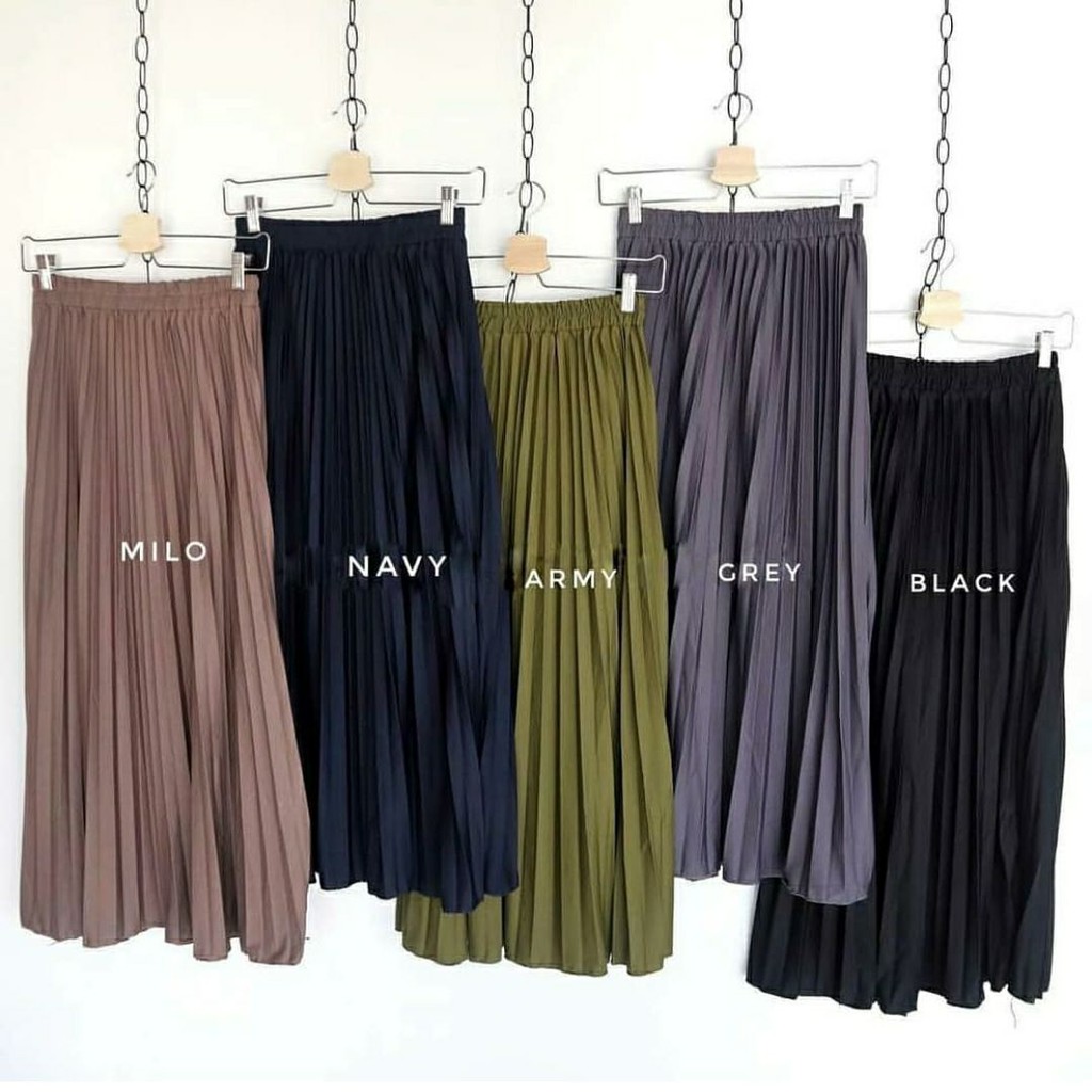 Rok Plisket Premium /Rok Panjang Rempel Besar/ Rok Plisket Premium Import Maxi Skirt