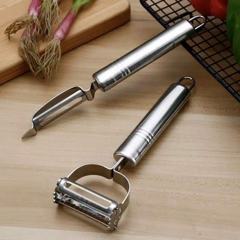 PEELER STAINLESS STEEL ALAT MULTIFUNGSI KUPAS BUAH, ALAT POTONG BUAH SAYUR