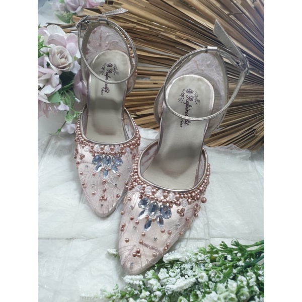 sepatu zaneta rosegold tinggi 9cm tahu