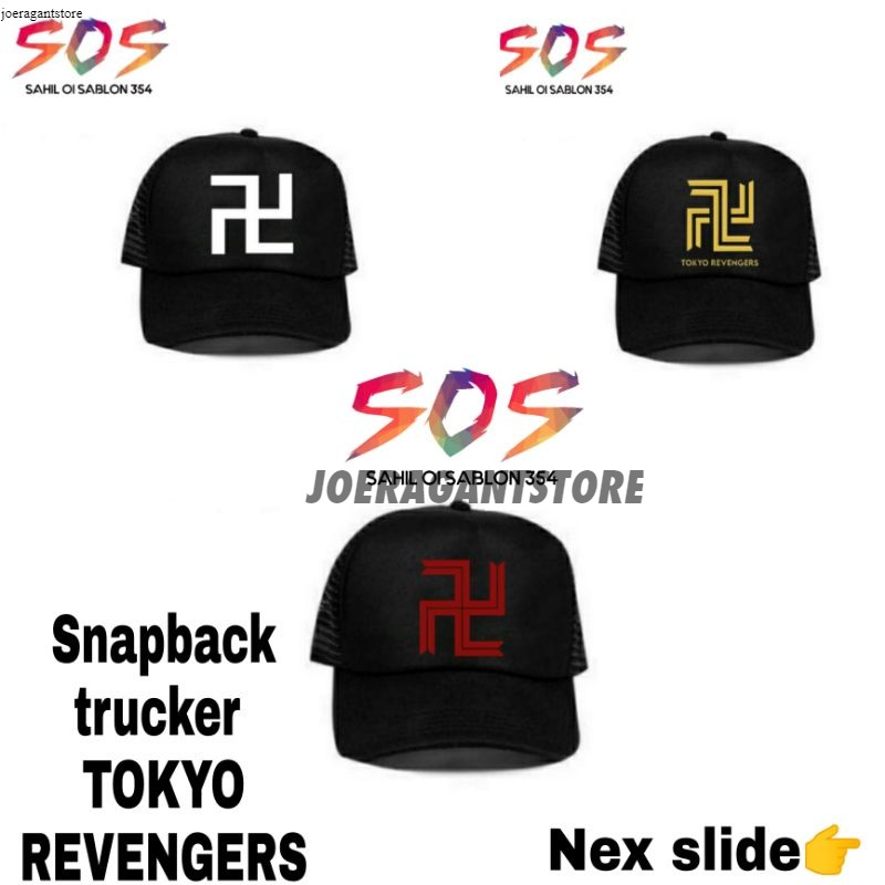 Topi Snapback trucker TOKYO REVENGERS topi distro Original Snapback jaring hitam JS