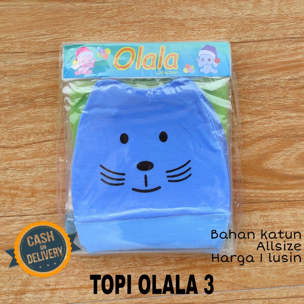 1 LUSIN (12 pcs) Topi bayi OLALA halus lembut perlengkapan bayi lahir