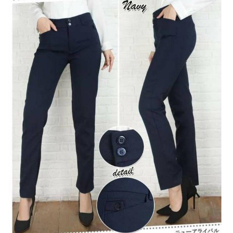 CELANA KANTOR FORMAL KERJA WANITA SLIMFIT BAHAN DASAR KAIN