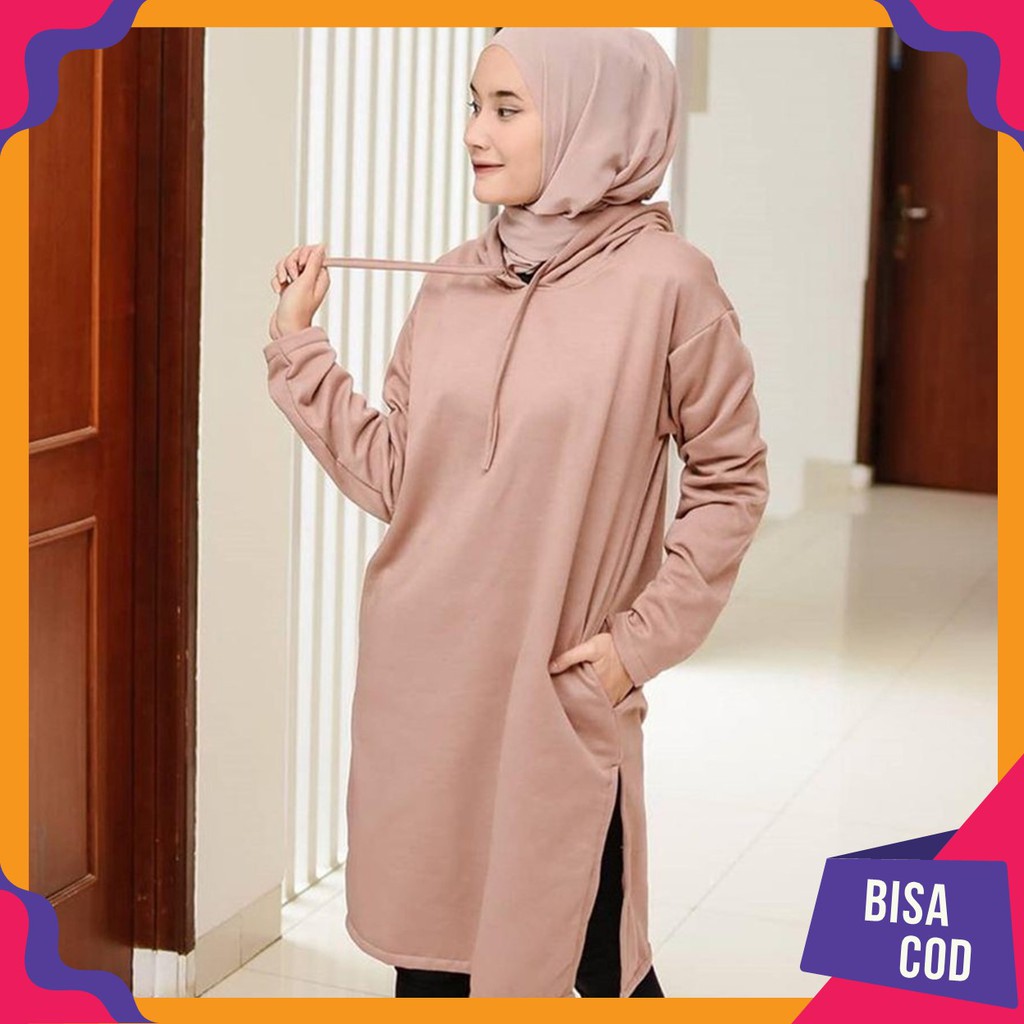 Sweater Wanita Sweater Hoodie Wanita Rahmi Long Sweater Polos Sweater Cewek