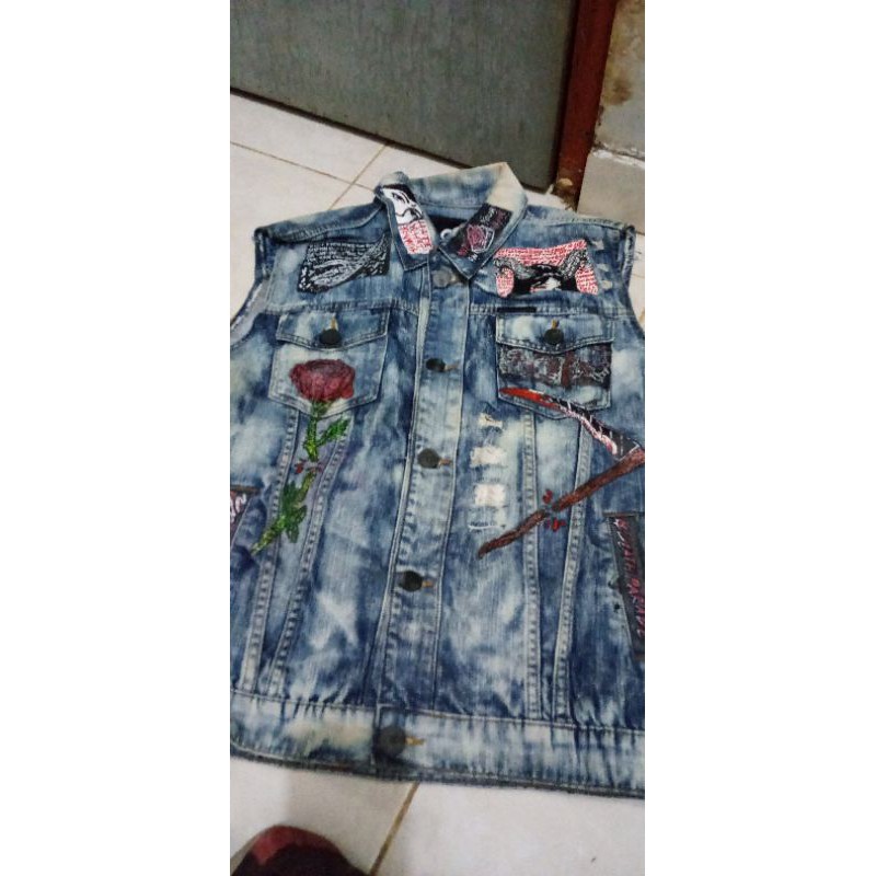 Denim vest false crown not drop dead
