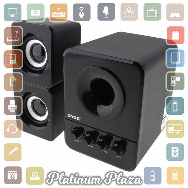 SADA D-203 Speaker Stereo 2.1 with Subwoofer &amp; USB Power - Black`SYA7RC-