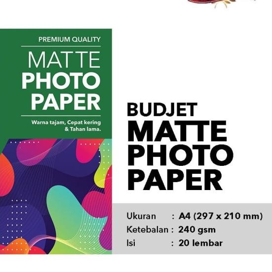 

Kertas Matte Photo Paper - Budjet Matte Photo Paper A4 240 GSM - Matte Satin