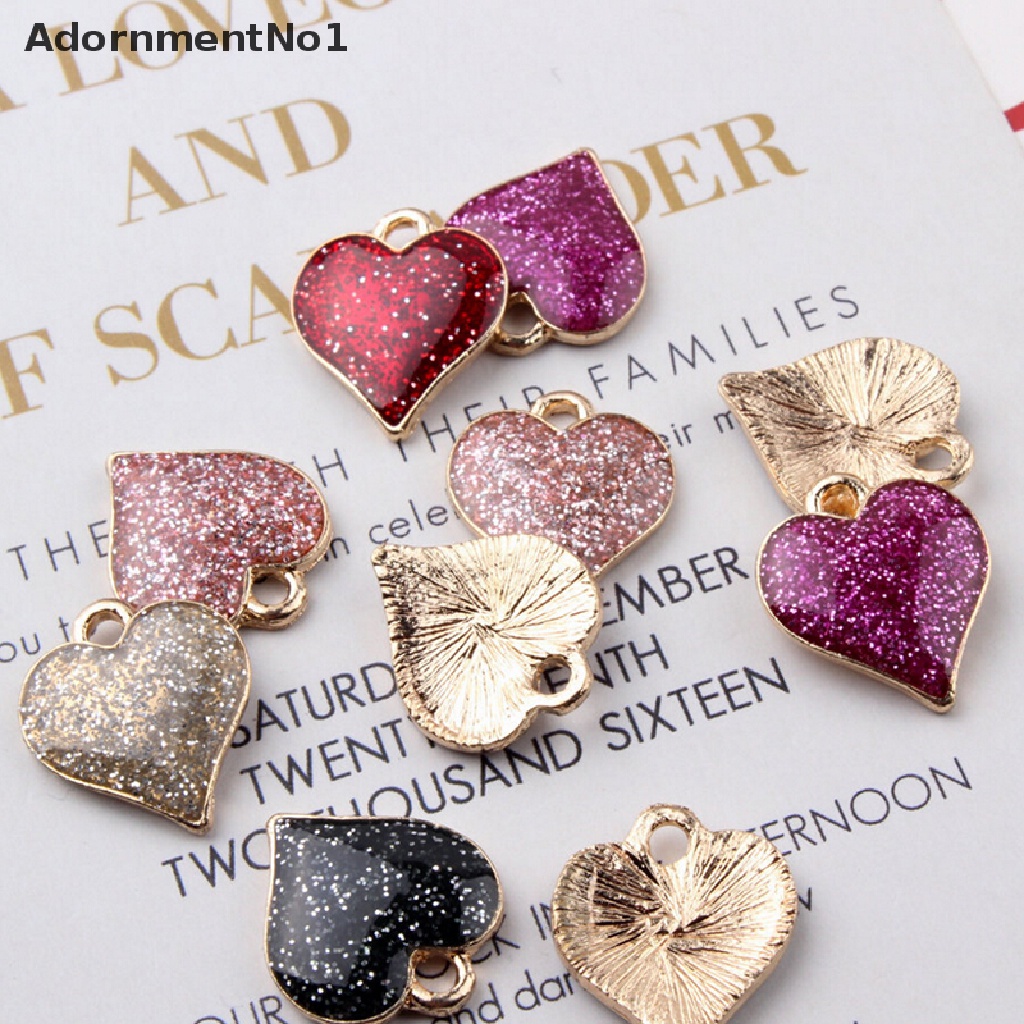 (AdornmentNo1) 10pcs / Set Liontin Hati Enamel Bahan Alloy Handmade DIY Untuk Wanita