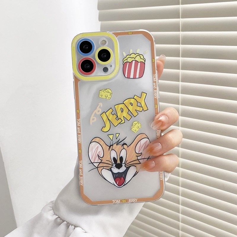 Soft case Transparan Motif Kartun Kucing Dan Tikus Untuk iPhone 11 12 13 Pro MAX X XR XS MAX 7 8 Plus