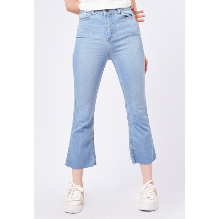 COLORBOX Cropped Flare Denim Pants Lt. Blue