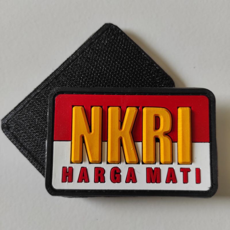 PATCH RUBBER LOGO NKRI HARGA MATI DASAR MERAH PUTIH/TEMPELAN EMBLEM KARET VELCRO