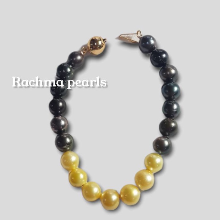 men bracelet keren mutiara air laut hitam gold 7mm lombok pearls grade rachma pearls women bracelet 