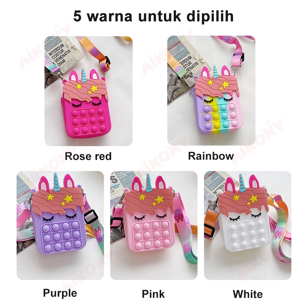 Aikoky Tas Pop It Selempang/Tas Anak Pony Pop it Jelly Fashion