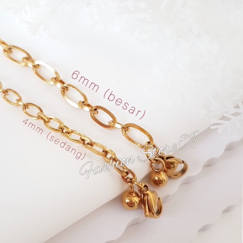 New Gelang Rantai Titanium Gold Silver impor Antikarat Gelang Tangan Gelang Kaki Titanium Rantai Simply Antikarat impor Bestquality Fashion Girls Bestseller