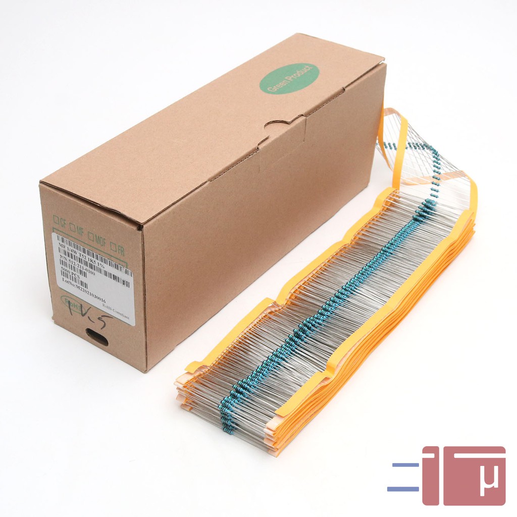 x10 Resistor 1k5 1.5K 1/4W Metal Film 1% Taiwan Kaki Tembaga