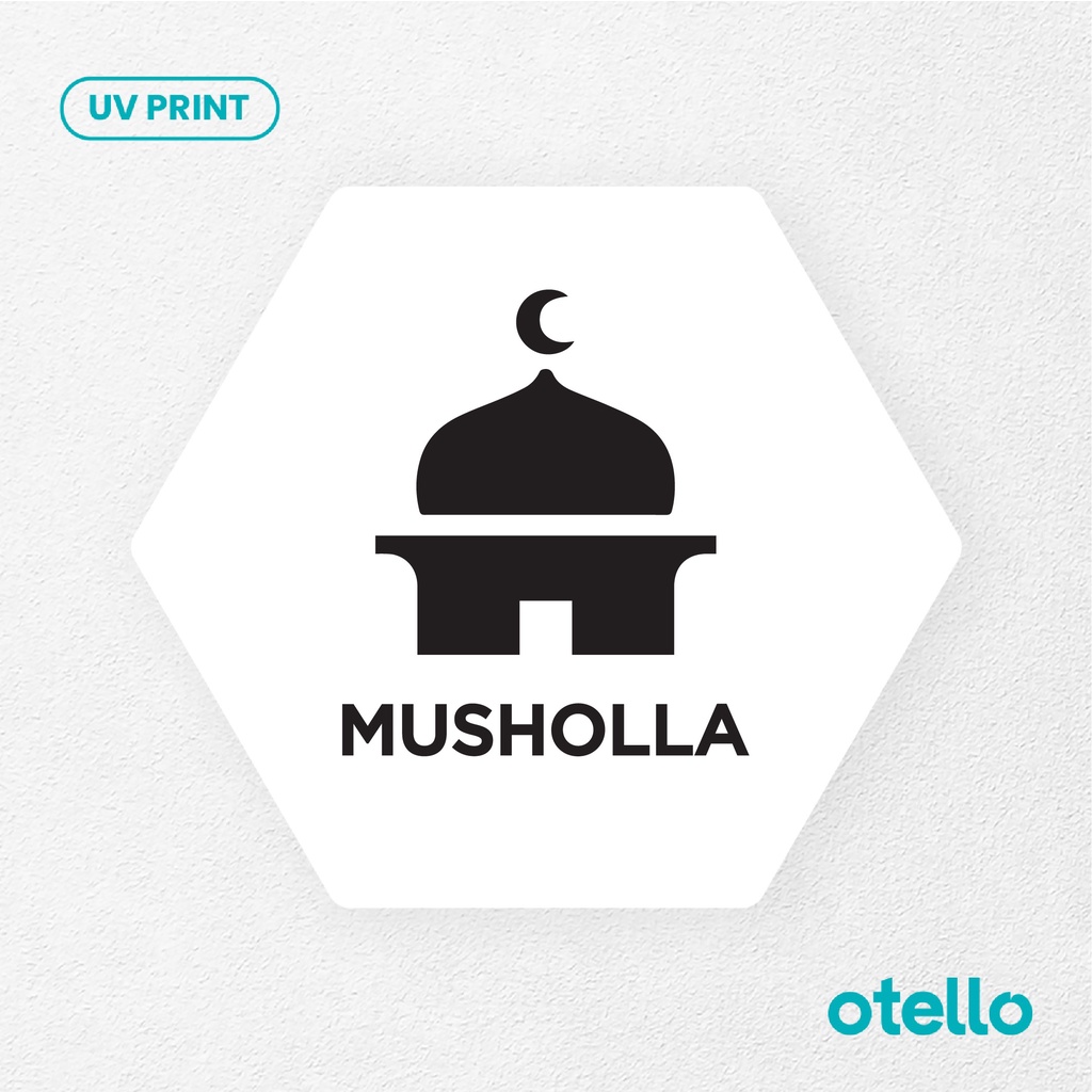 Musholla Sign Board Akrilik Tempel Signage Dinding Papan Acrylic Restoran Wall Stiker Dinding Petunjuk Toko Cafe