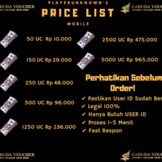 Top Up UC PUBG Mobile 500UC,1250UC,2500UC | Shopee Indonesia - 