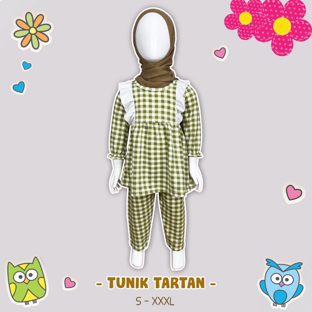 OWLET- SETELAN TUNIK TARTAN / SETELAN TARTAN / SETELAN ANAK PEREMPUAN