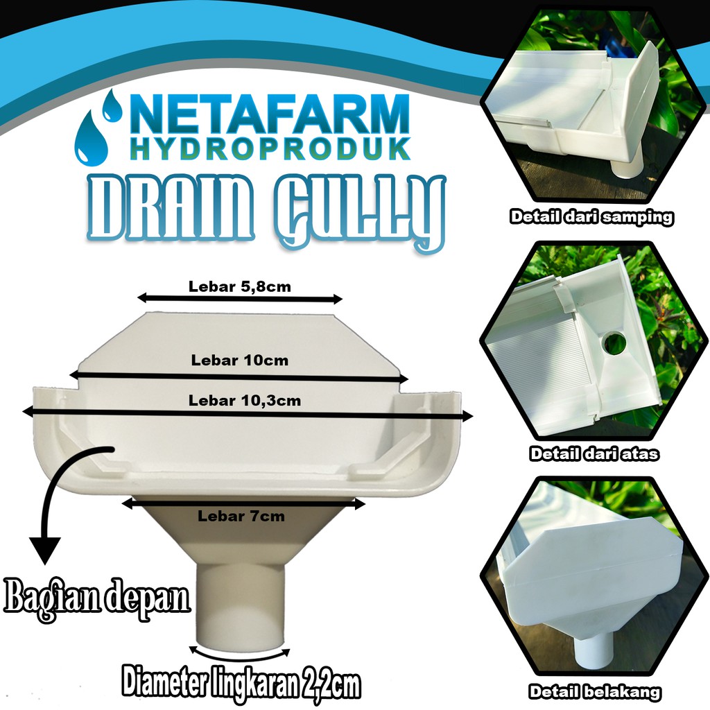 Drain Gully Trapesium Hidroponik NFT Penutup Saluran Air - 1 pcs