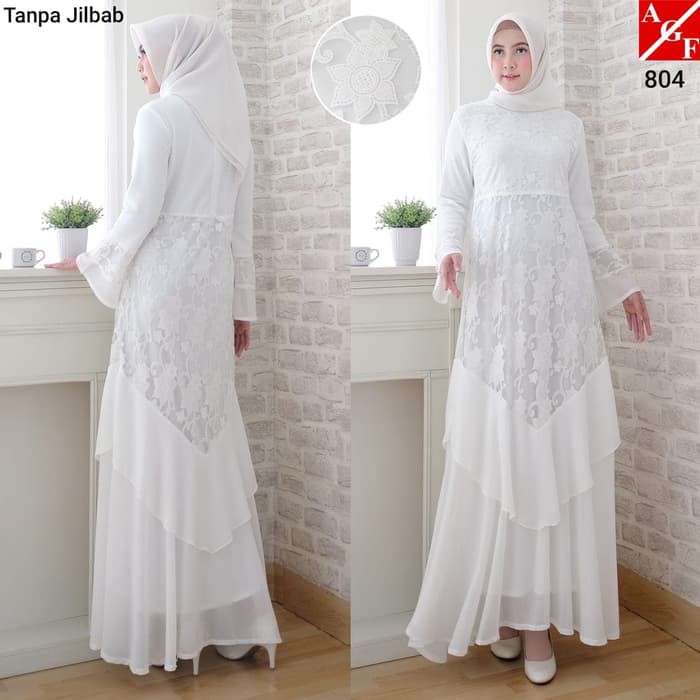  Baju Gamis Jersey Embos Putih  BAJUKU