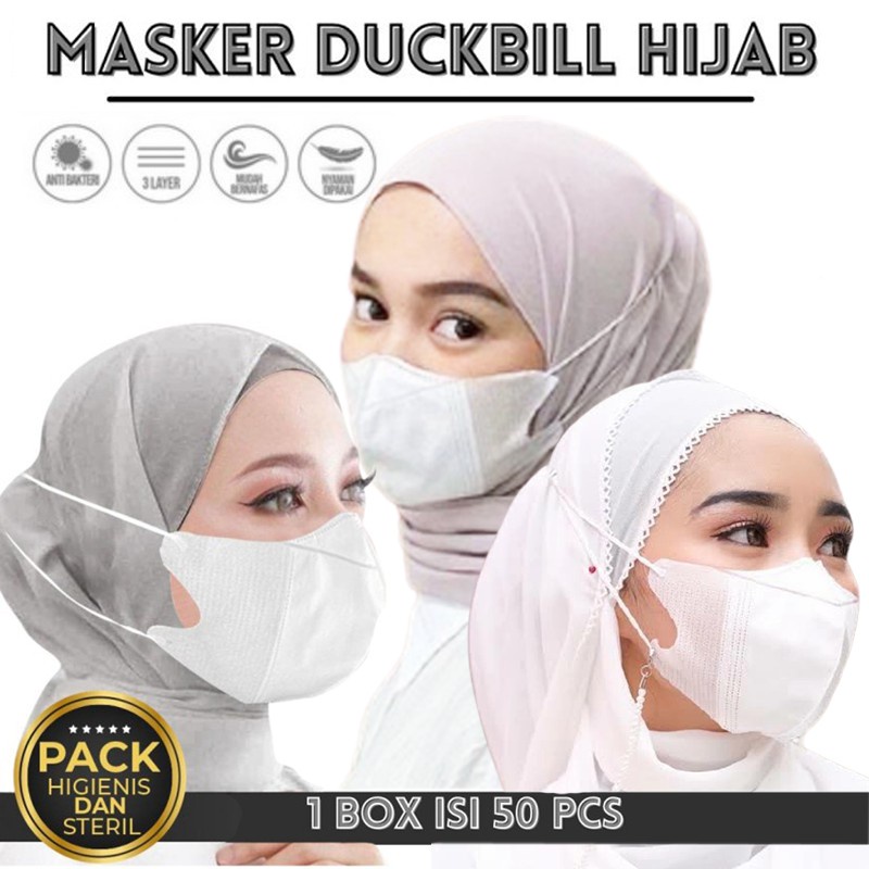 Masker Duckbill Headloop Hijab Warna warni Nude  Mix Pastel Isi 50 pcs per box