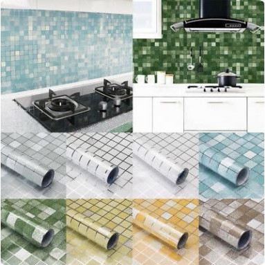 Wallpaper Stiker Dapur &amp; Kamar Mandi Ukuran 5 Meter Wallpaper dapur anti api anti panas / Wallpaper Dinding Polos