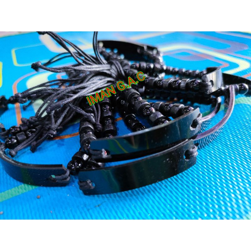 grosir 12pcs gelang plat akrilik manik hitam/gelang untuk ukir nama