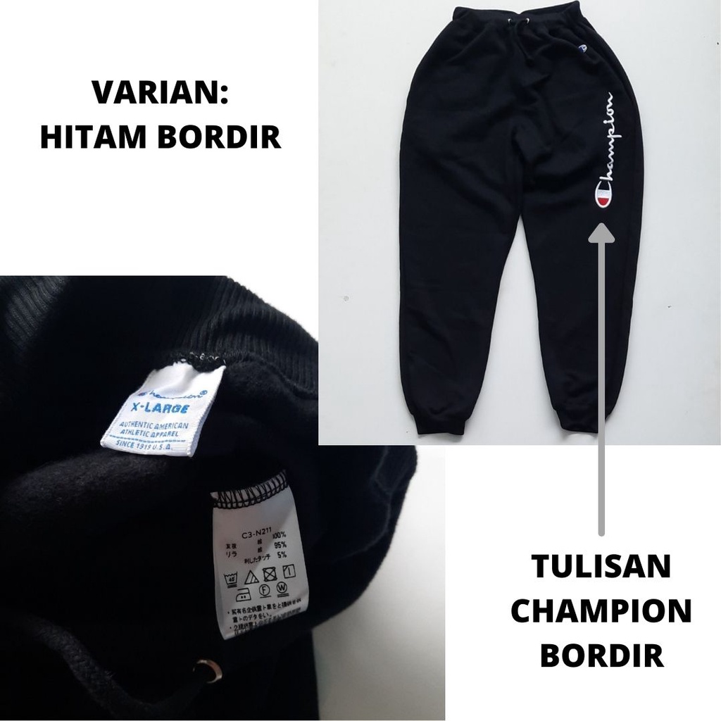 Champion Jogger Pants Script BORDIR LOGO / Celana Jogger Champion Original Unisex