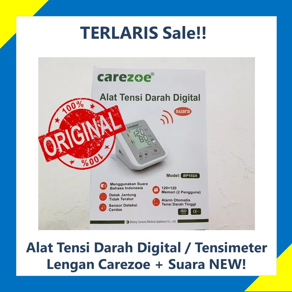TERMURAH  Alat Tensi Darah Digital / Tensimeter Lengan Carezoe Fitur Suara NEW