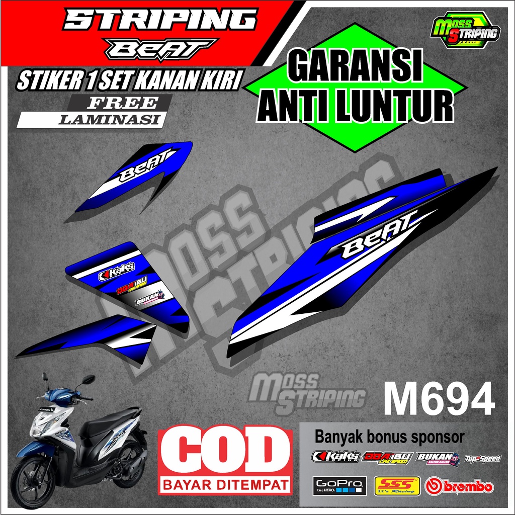 STIKER MOTOR STRIPING BEAT FI INJEKSI THN 2013 2014 2015 2016 KODE M694 STICKER MOTOR SETRIPING LIST