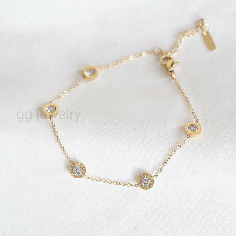 GG Gelang Tangan 6 Mata Angka Romawi Titanium