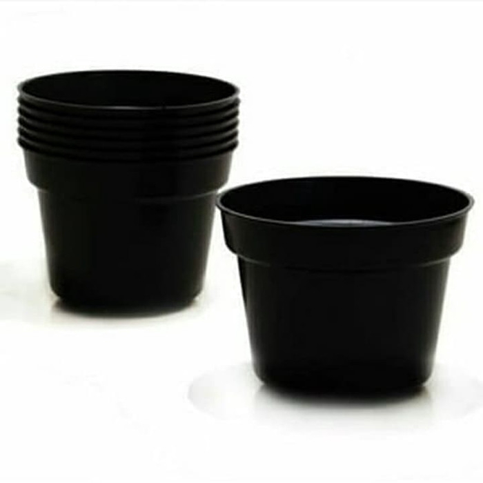 PROMO jual pot bunga / pot plastik hitam 20cm