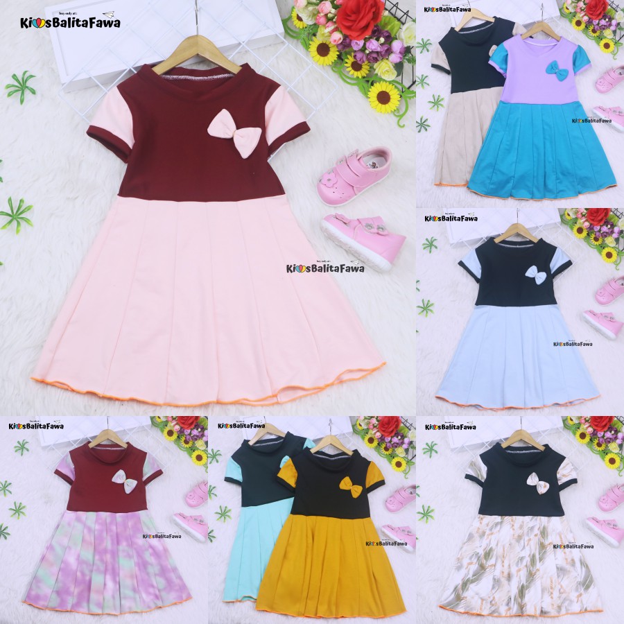 Dress Karin uk 4-5 Tahun / Baju Anak Perempuan Dres Lengan Murah Gaun Pesta Import Motif Grosir