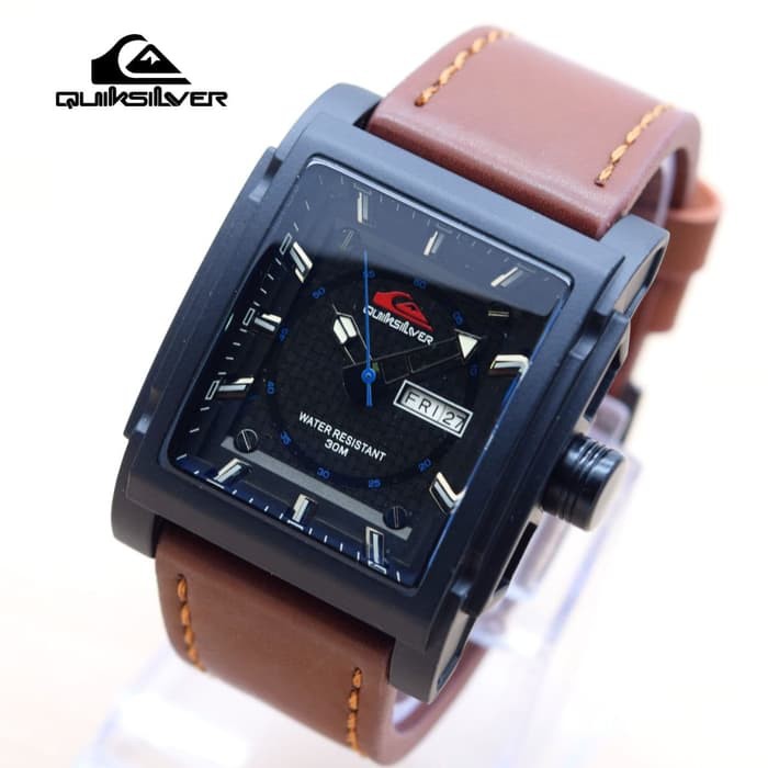 jam tangan QUIKSILVER PRIA KOTAK HARI TANGGAL KULIT