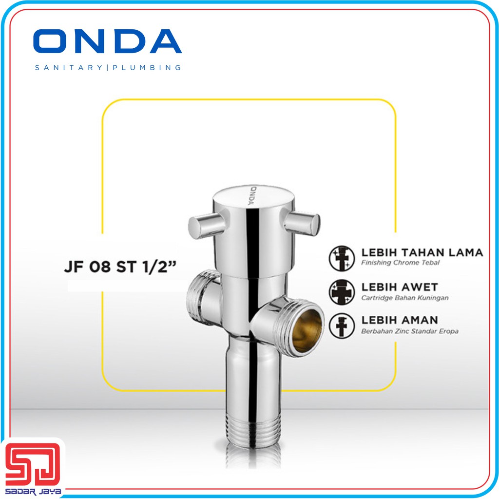 ONDA JF 08 ST Stop Kran Toilet Katup Keran Shower Cabang Angle Valve 1/2&quot;