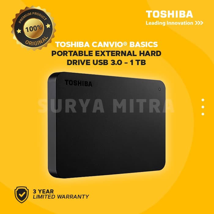 Hardisk Eksternal 1TB Toshiba Canvio Basic USB 3.0