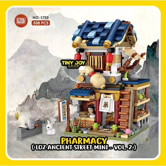 LOZ Building Block ( Ancient Street Mini PHARMACY ) 1733 Vol. 2 - DIY Puzzle Mainan Balok Edukasi Ba