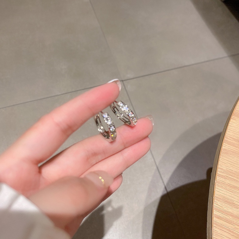 Anting Tusuk Sterling silver 925 Desain Lingkaran Hias Zircon Untuk Wanita