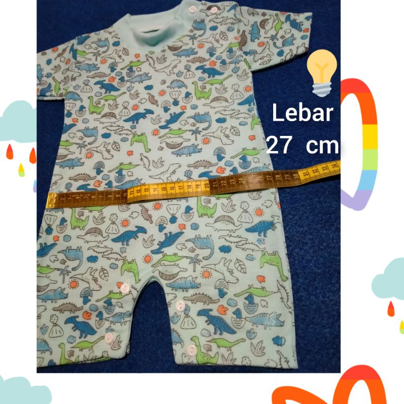 Romper Bayi Pendek Motif Sablon Dino