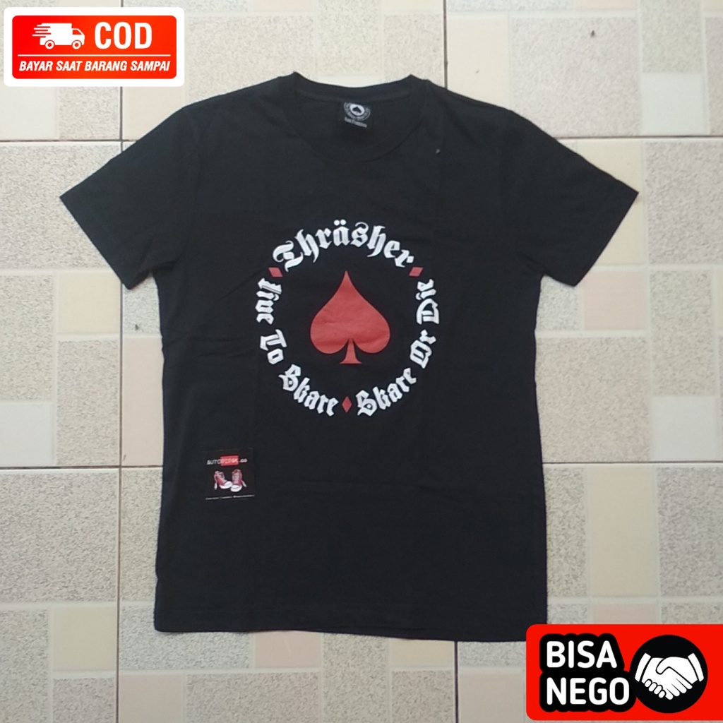 KAOS THRASHER SECOND ORIGINAL SIZE M/TSHIRT THRASHER SECOND ORIGINAL/KAOS THRASHER HITAM ORIGINAL