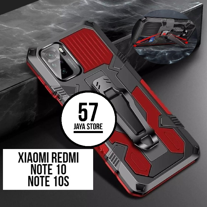 case robot xiaomi redmi note 10 / note 10s hard case model terbaru klip silicon standing case armor