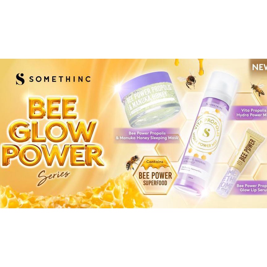 SOMETHINC BEE POWER Propolis &amp; Manuka Honey Sleeping Mask (Masker Tidur) | Lip Serum (Serum Bibir) | Hydra Power Mist (Face Mist) ❤ jselectiv ❤ SOMETHINC BEE GLOW POWER Series - ORI✔️BPOM✔️COD✔️