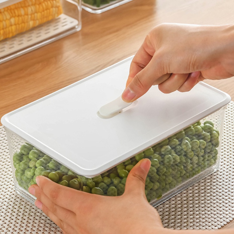 Kotak Penyimpanan Makanan Buah Sayuran Telur Pangsit Bahan Plastik Transparan Dengan Tutup Untuk Kulkas Dapur