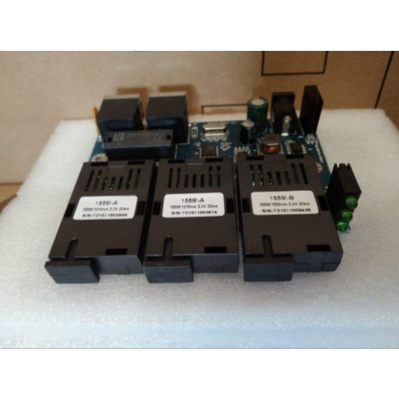 Media Converter 3 port Fo 2 port LAN 10/100 Board Only Tanpa Adaptor